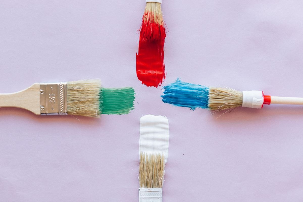 Paint brushes with fresh paint